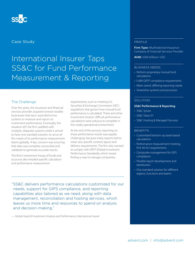 International Insurer Fund Performance Measurement Case Study