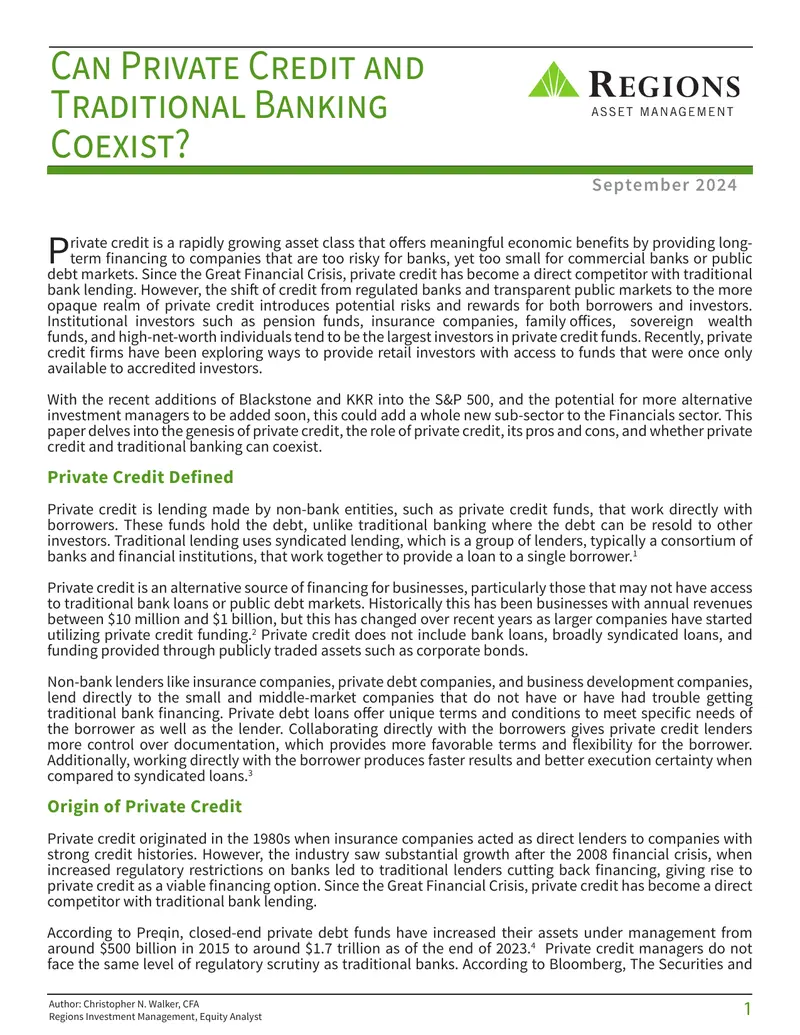 Private Credit and Traditional Banking Dynamics