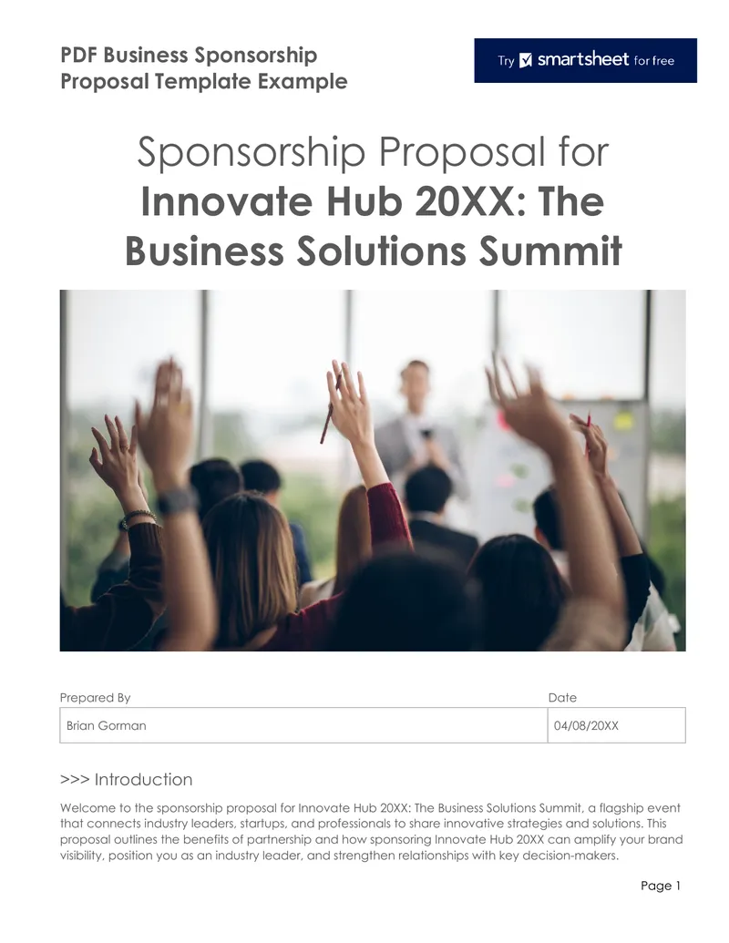Sponsorship Proposal for Innovate Hub 20XX