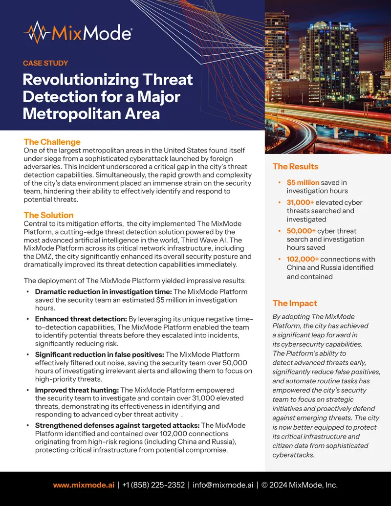 Cybersecurity Improvement Case Study for Metropolitan Area