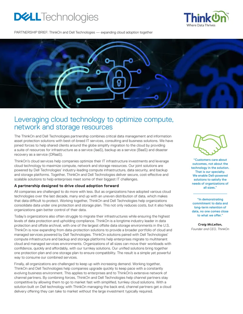 Partnership Brief: ThinkOn and Dell Technologies