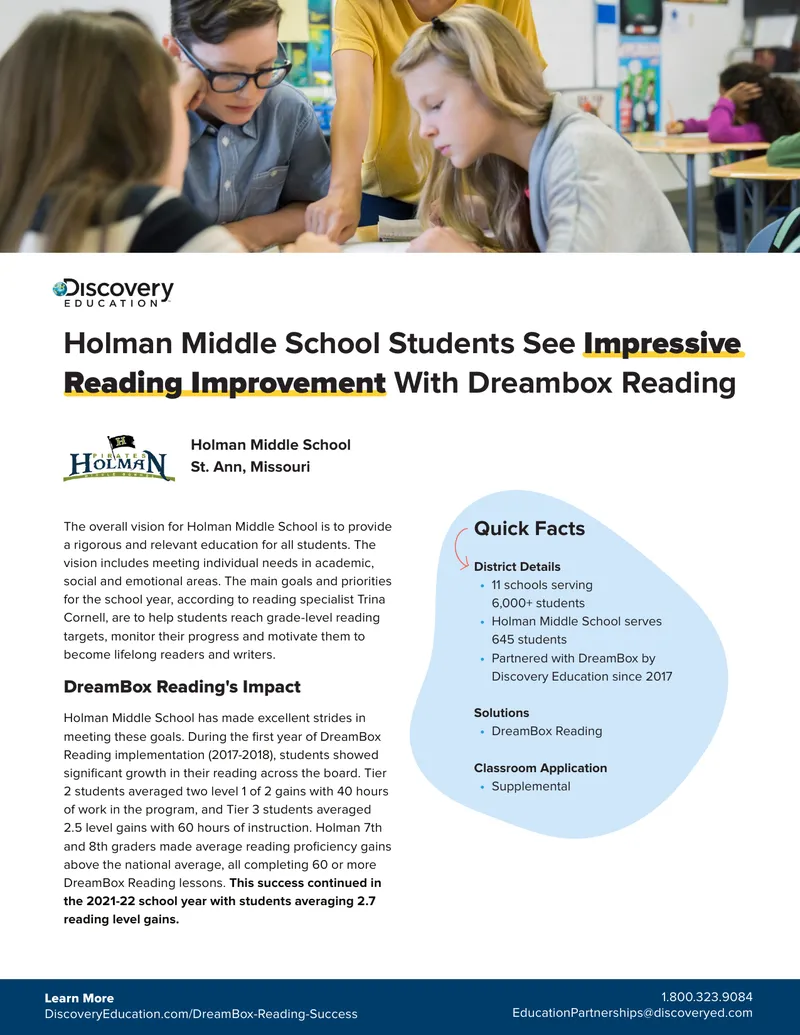 Holman Middle School Reading Improvement Case Study