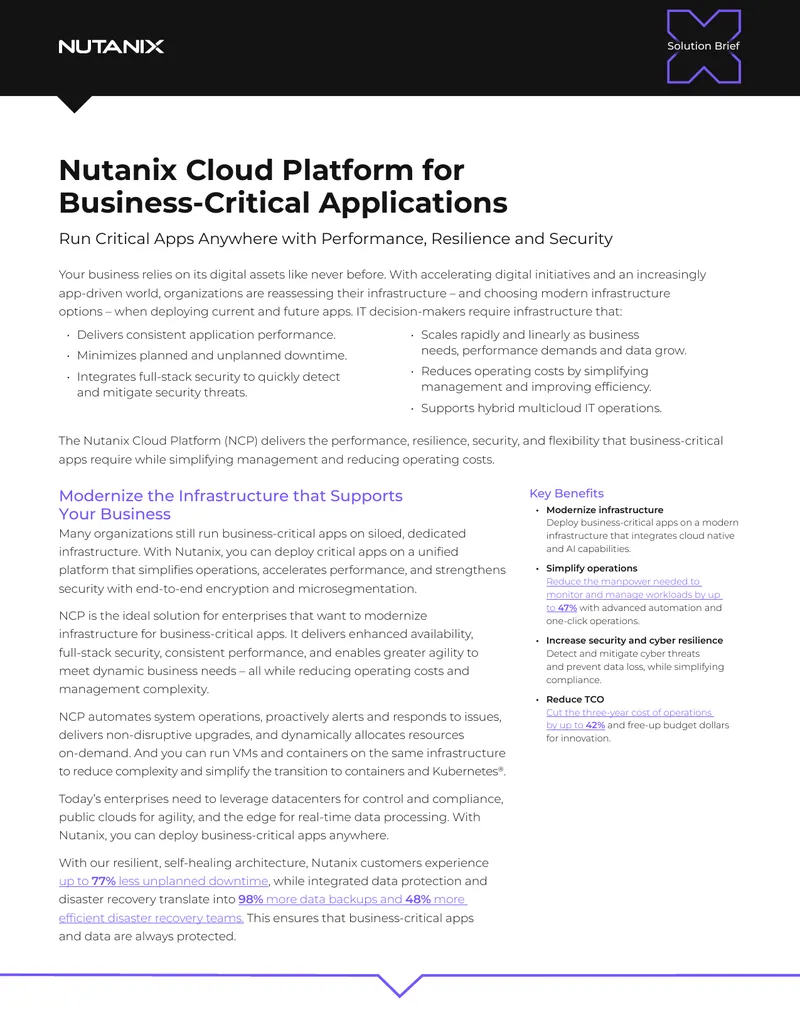 Nutanix Cloud Platform for Business-Critical Applications
