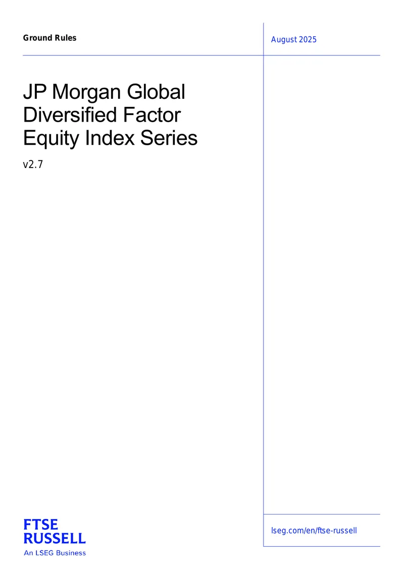 JP Morgan Global Diversified Factor Equity Index Series Ground Rules