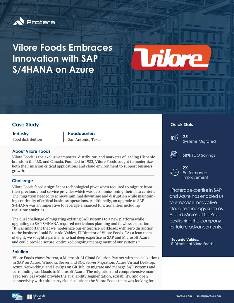 Vilore Foods Cloud Migration Case Study