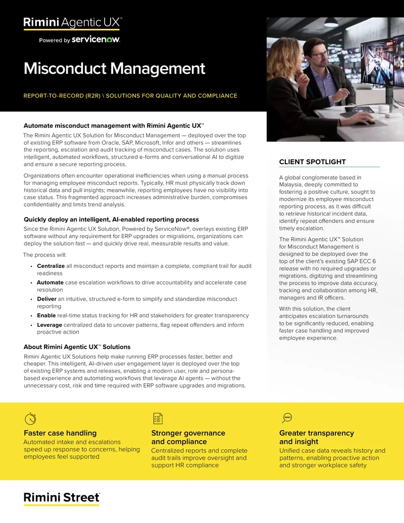 Rimini Agentic UX Solution for Misconduct Management