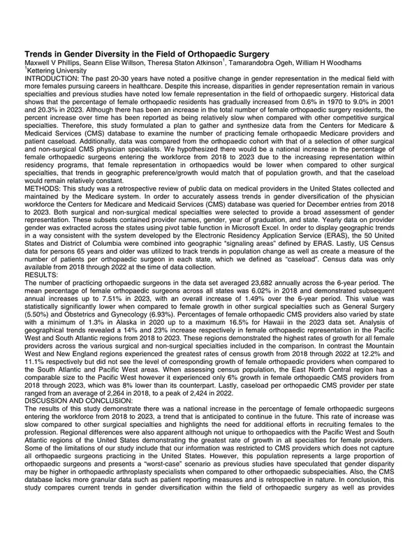 Trends in Gender Diversity in Orthopaedic Surgery