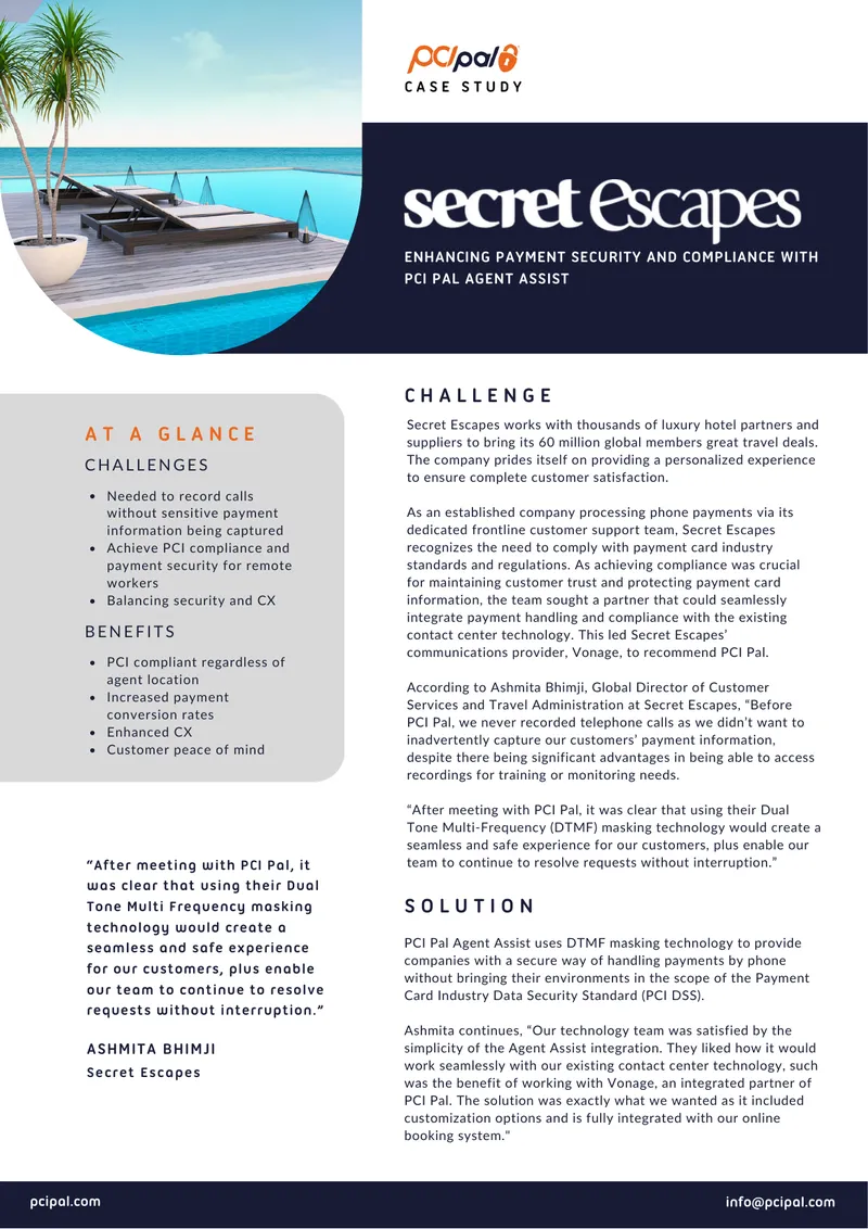 Enhancing Payment Security and Compliance with PCI Pal Agent Assist preview page 1