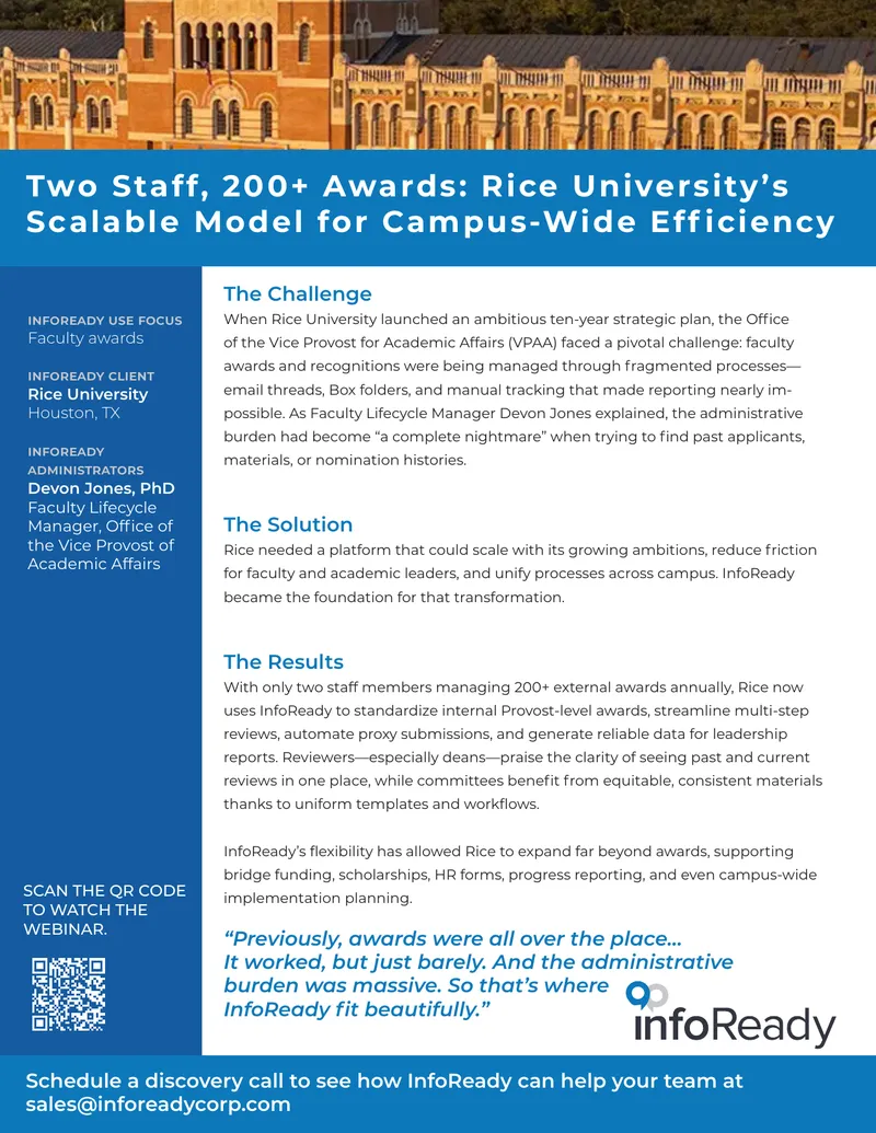 Rice University Faculty Awards Management Solution