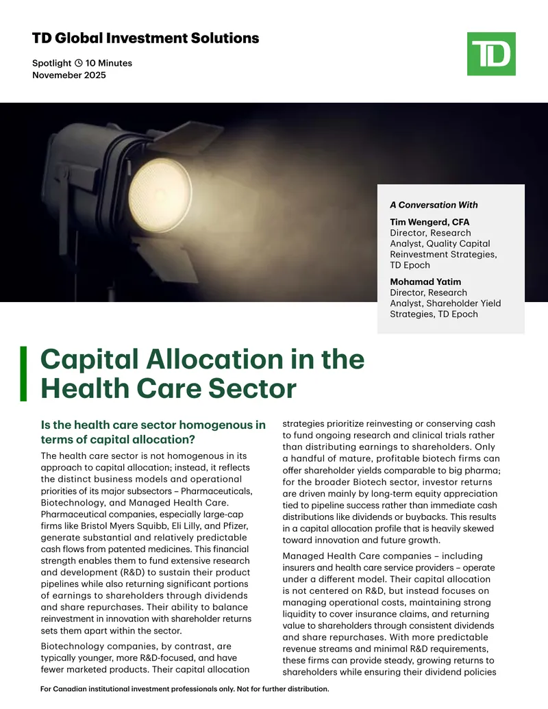 Capital Allocation Strategies in Health Care Sector