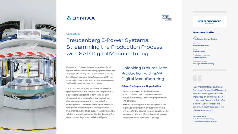 Freudenberg E-Power Systems Production Process Streamlining