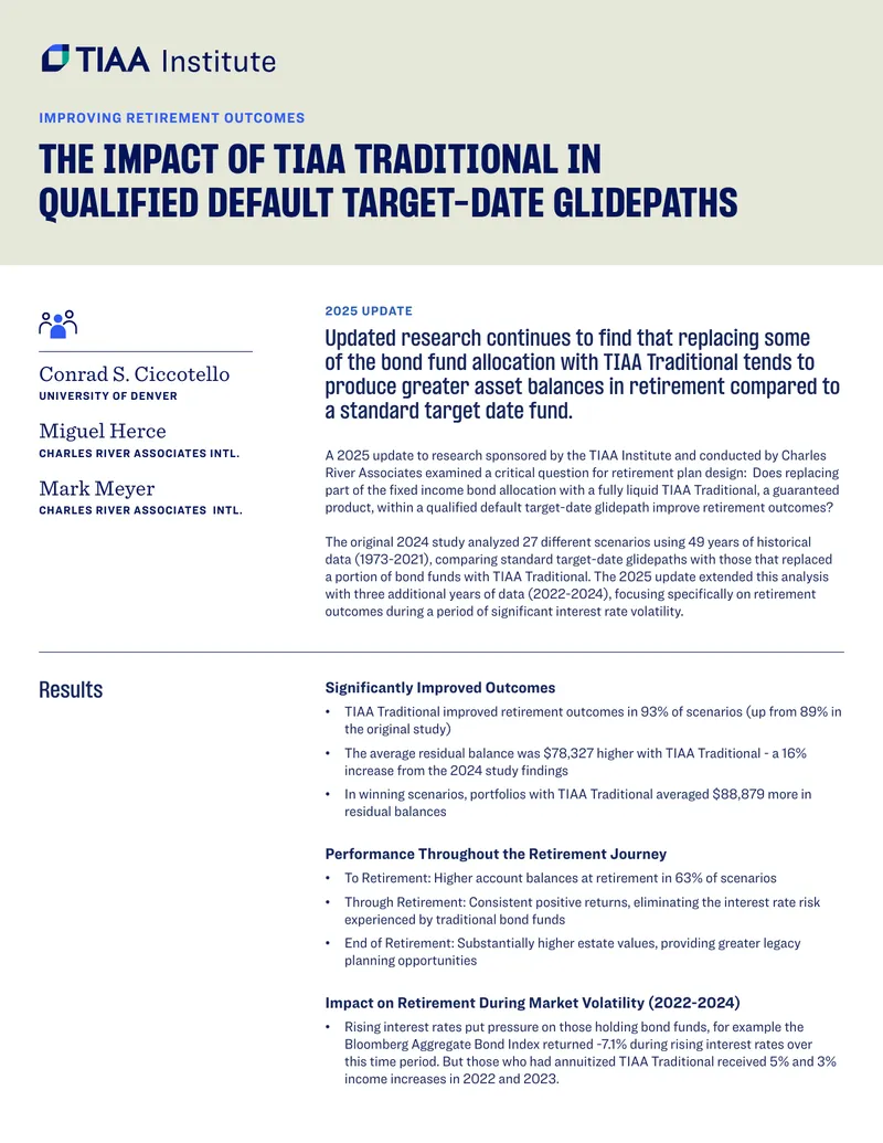 Impact of TIAA Traditional on Retirement Outcomes