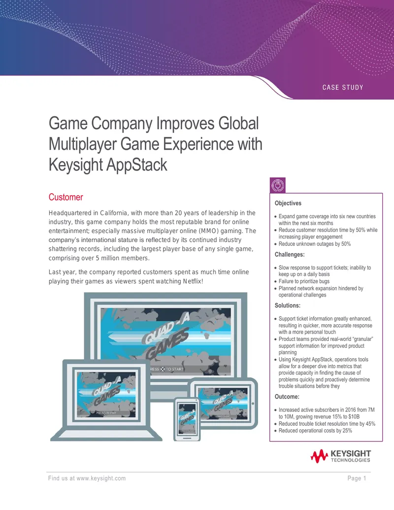 Game Company Enhances Multiplayer Experience with Keysight AppStack