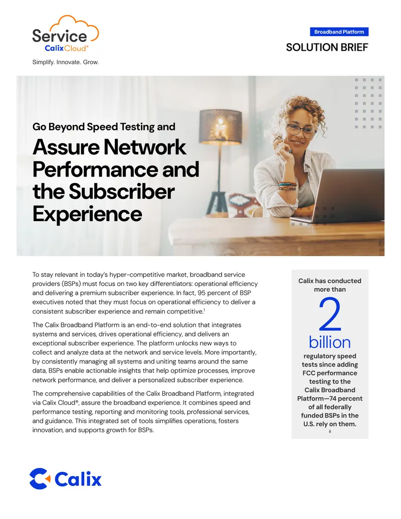 Calix Broadband Platform Assurance Capabilities