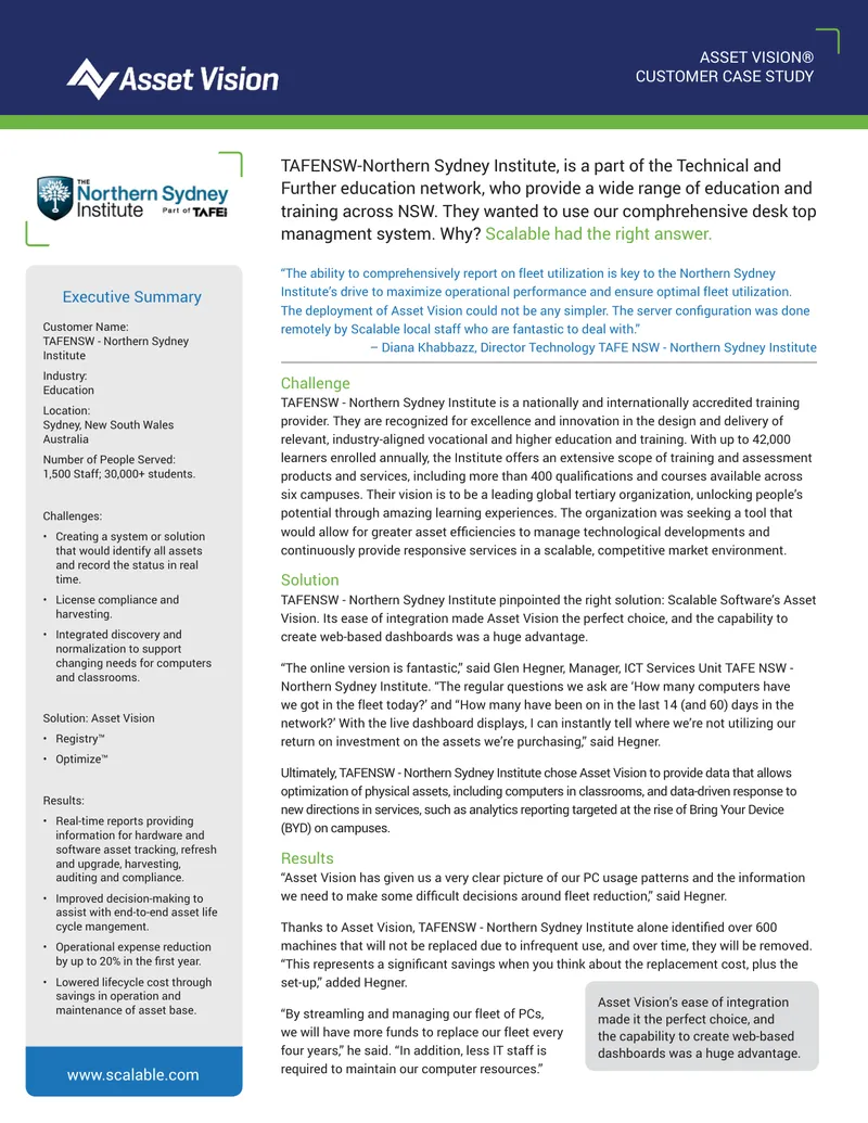 TAFENSW Northern Sydney Institute Case Study