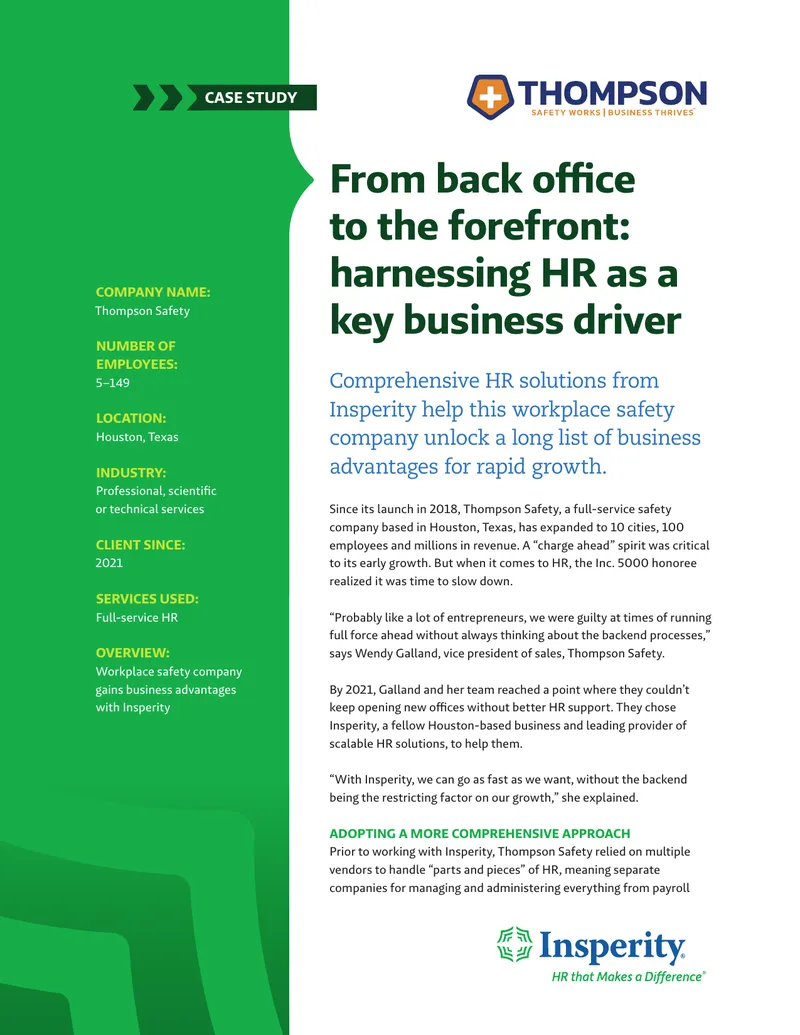 Thompson Safety Case Study on HR Solutions