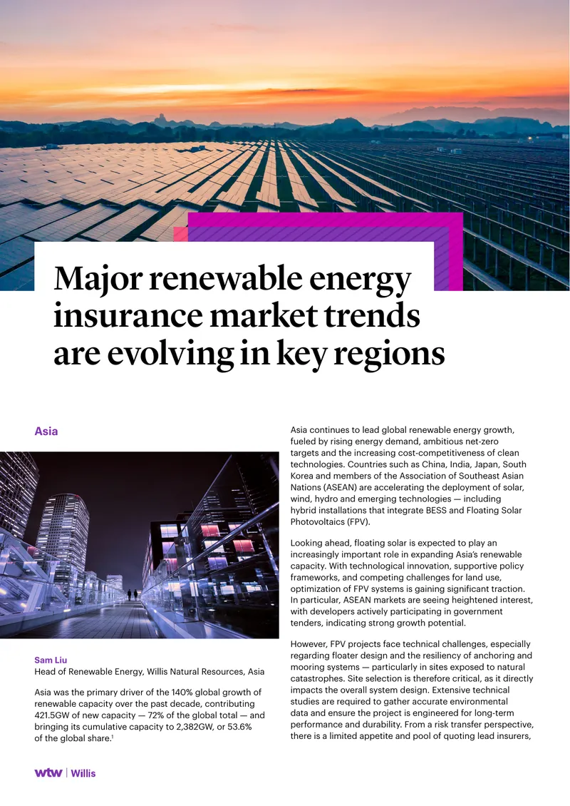 Trends in Renewable Energy Insurance Markets