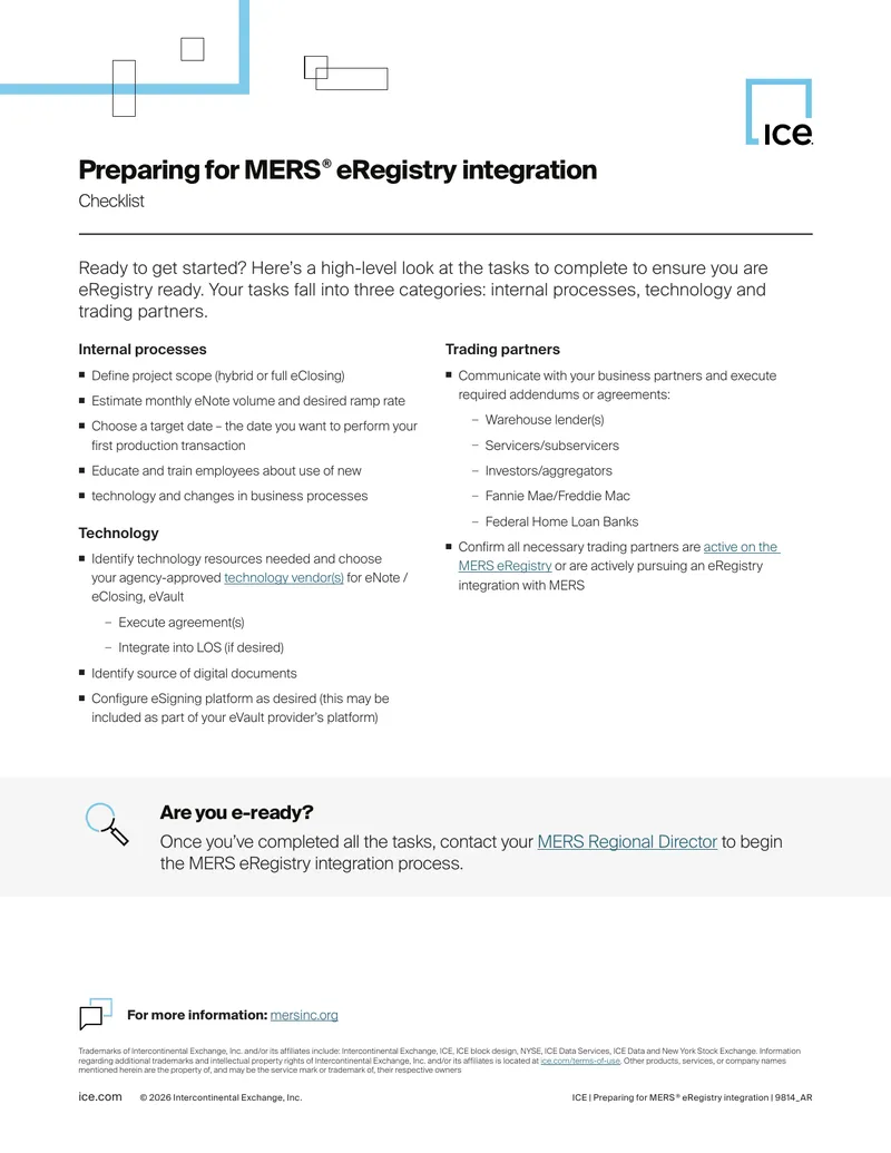 Preparing for MERS eRegistry Integration Checklist