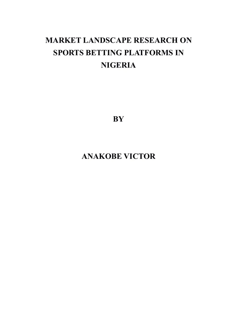 Market Landscape Research on Sports Betting Platforms in Nigeria