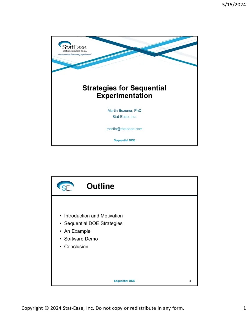 Strategies for Sequential Experimentation Using DOE