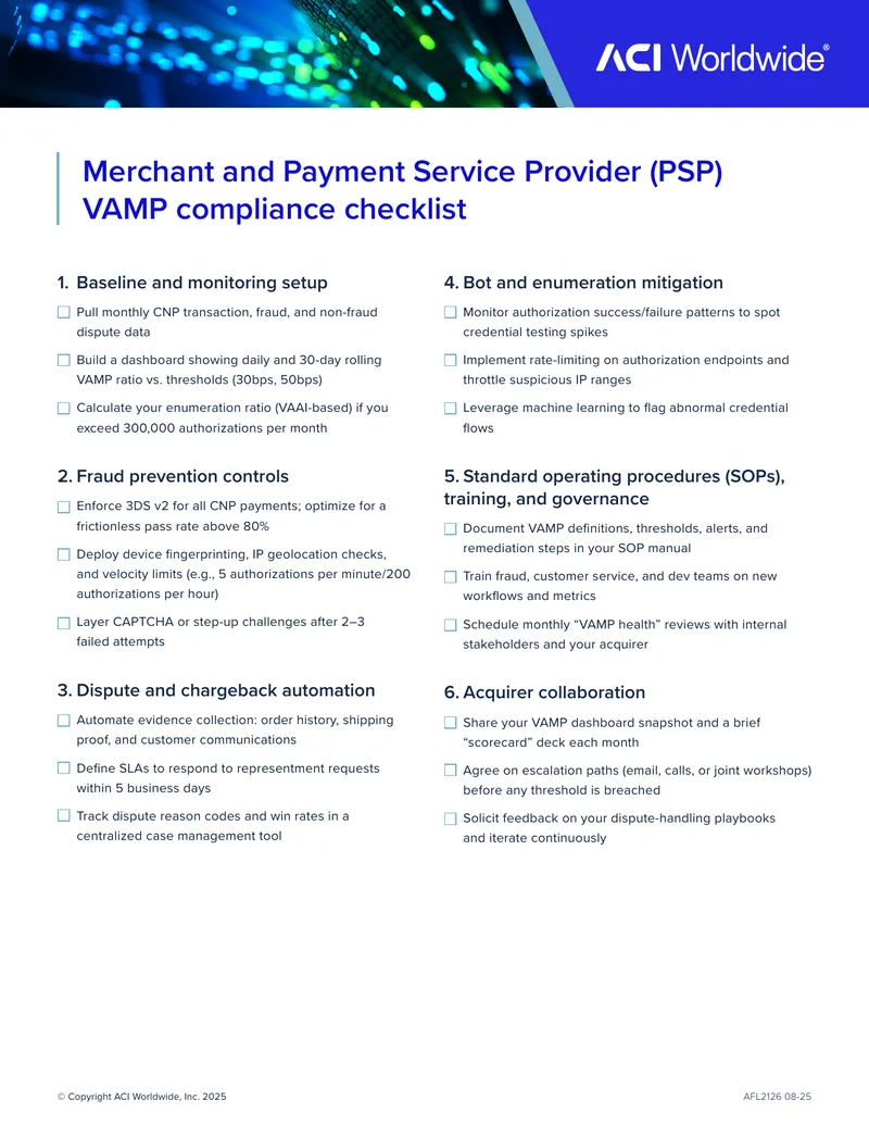VAMP Compliance Checklist for Merchants and PSPs