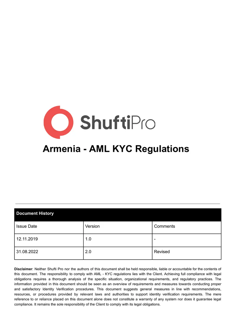 Armenia AML KYC Regulations Guide