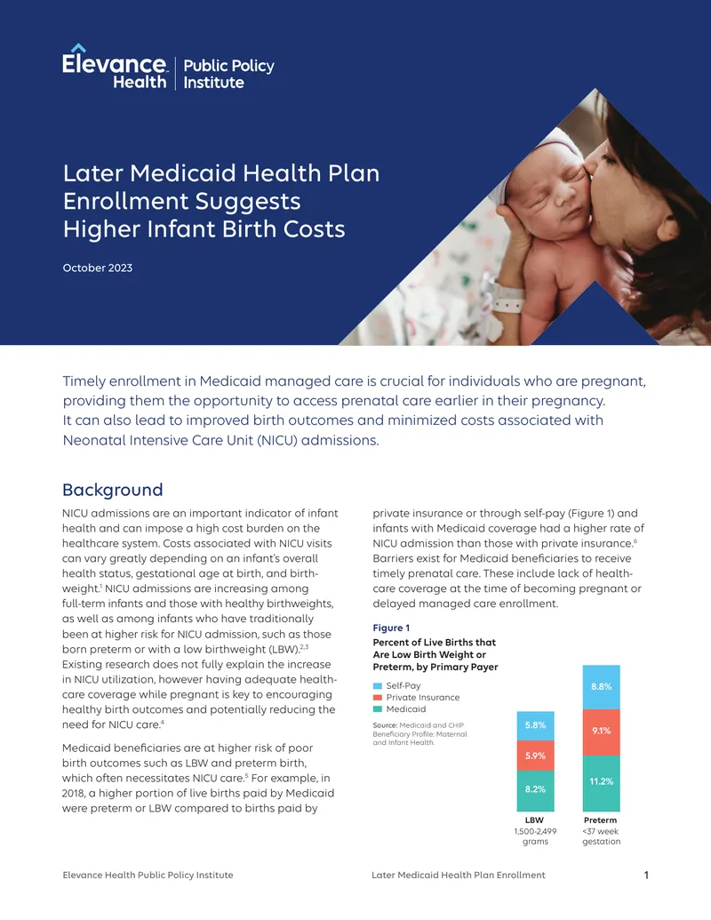 Impact of Medicaid Enrollment Timing on Infant Birth Costs