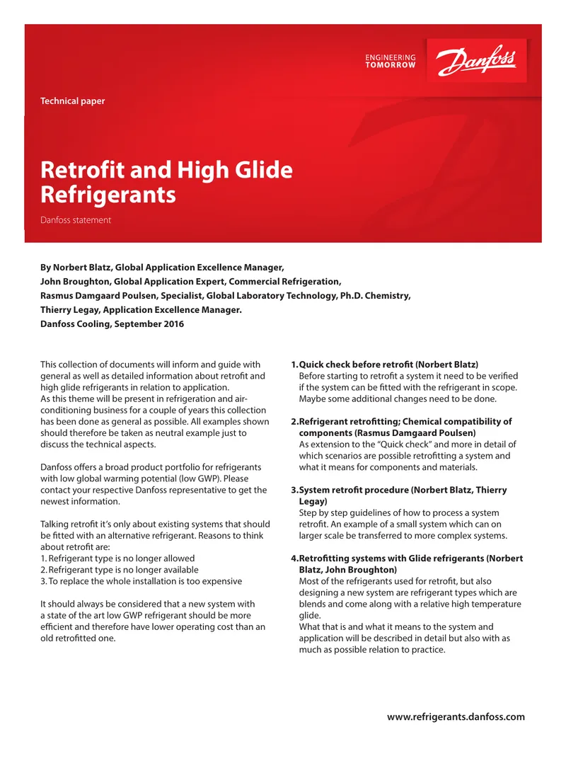 Retrofit and High Glide Refrigerants Technical Paper