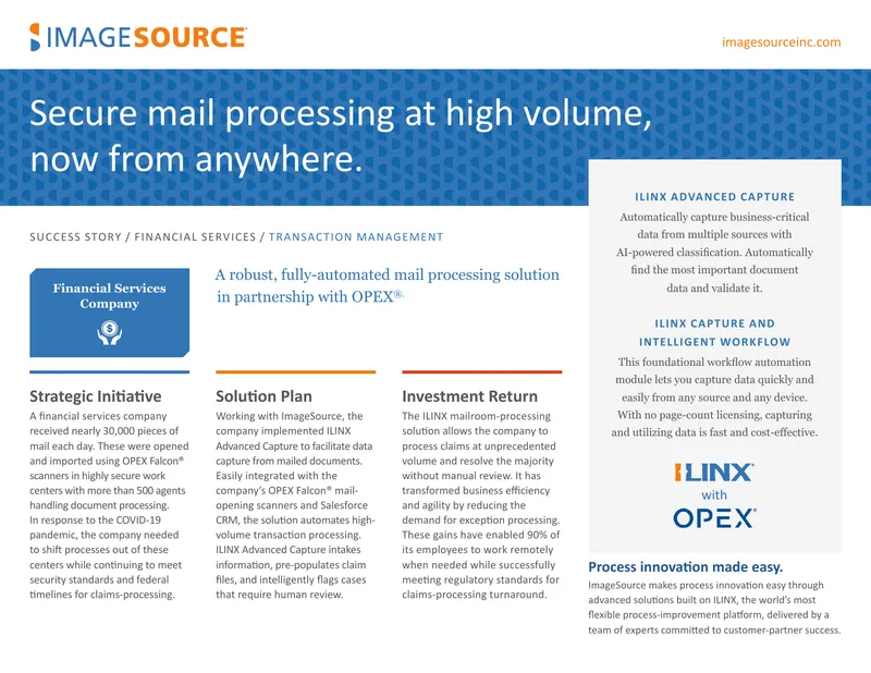 High-Volume Mail Processing Solution for Financial Services