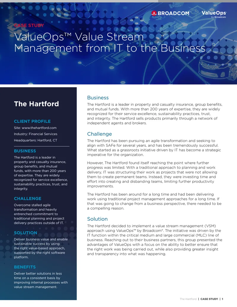 Value Stream Management Implementation at The Hartford