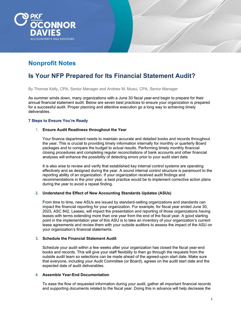 Financial Statement Audit Preparation for Nonprofits