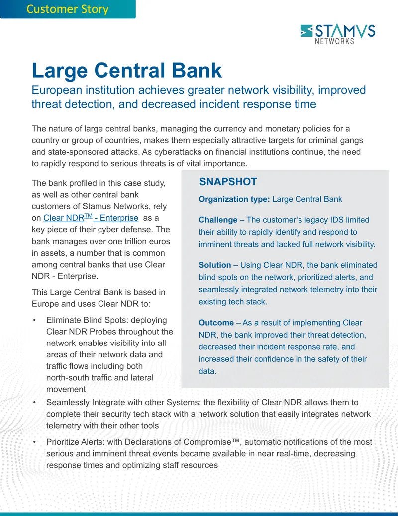 Large Central Bank Cybersecurity Case Study