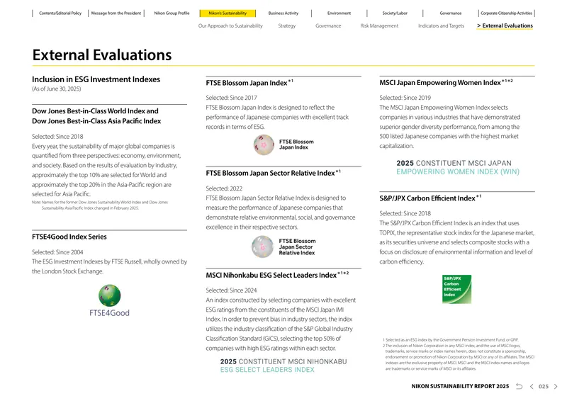 Nikon Sustainability Report 2025