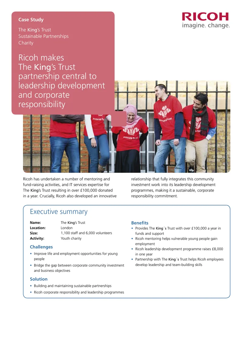 Ricoh Partnership with The King’s Trust Case Study