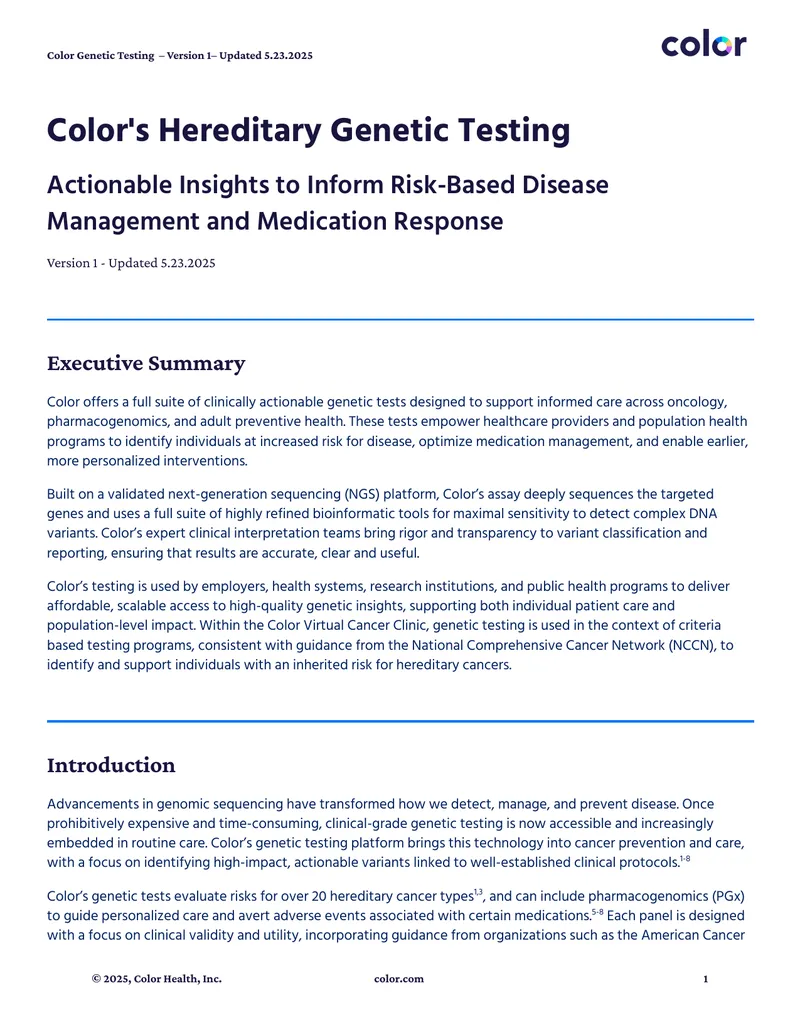 Color Hereditary Genetic Testing Overview