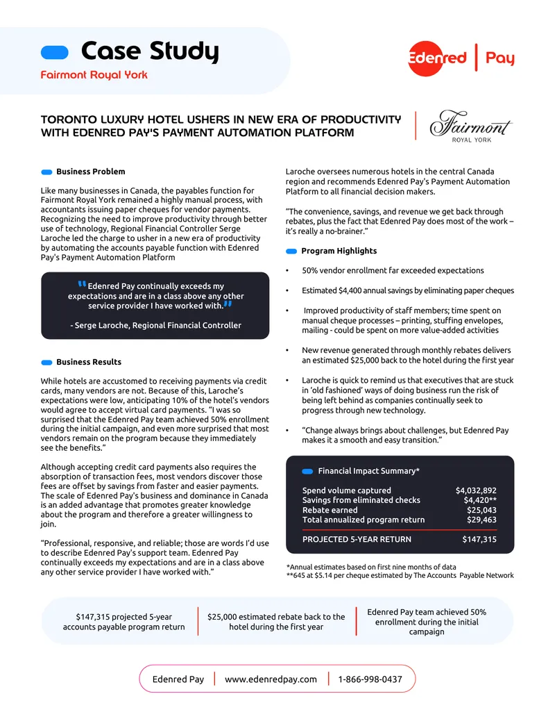 Fairmont Royal York Payment Automation Case Study