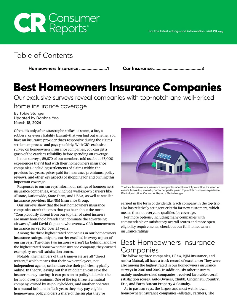 Best Homeowners Insurance Companies Ratings