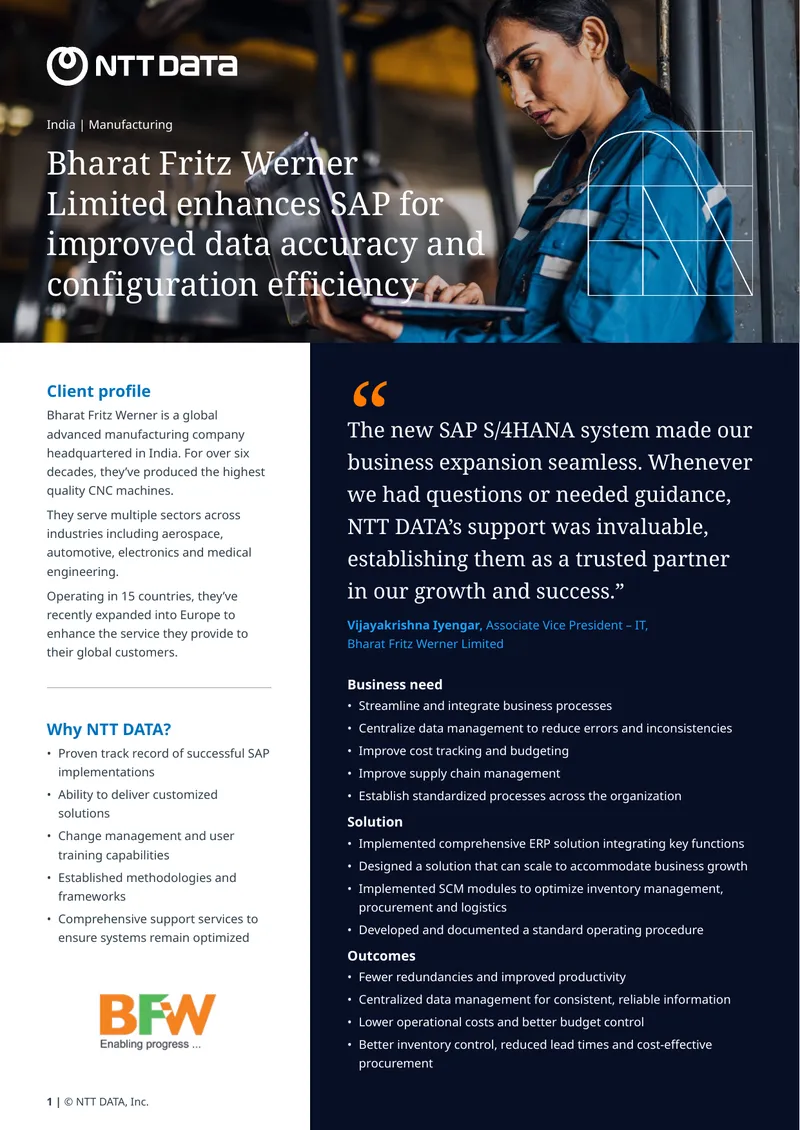 Bharat Fritz Werner Limited SAP Implementation Case Study