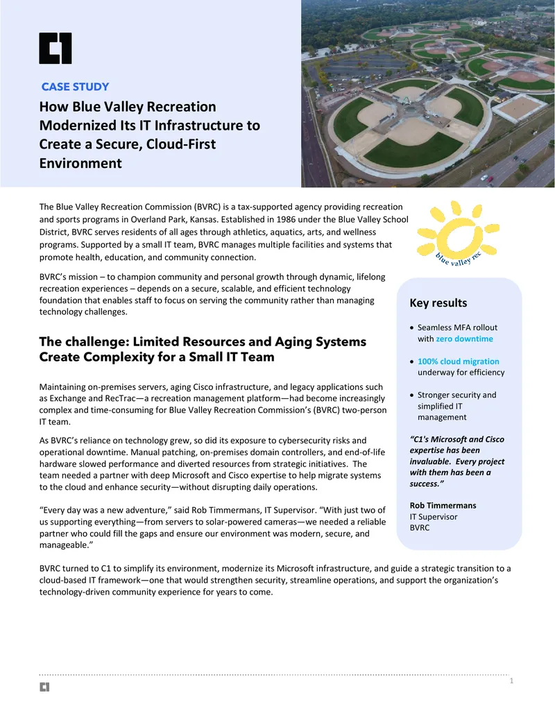 Blue Valley Recreation IT Infrastructure Modernization Case Study