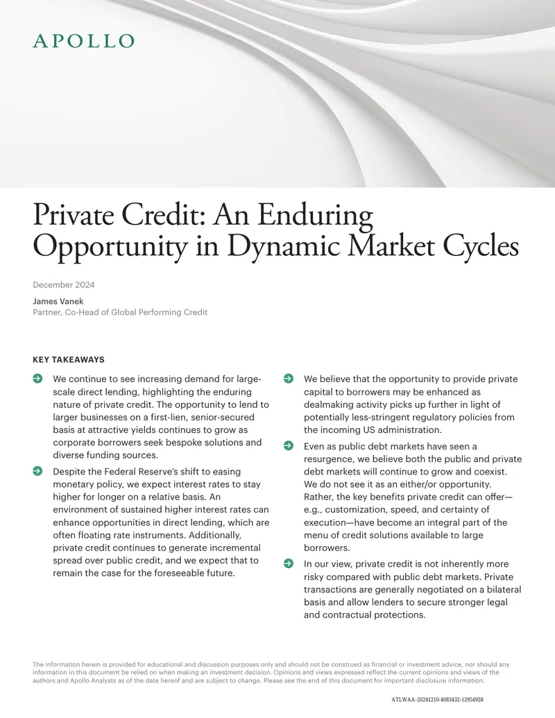 Private Credit Opportunities in Market Cycles