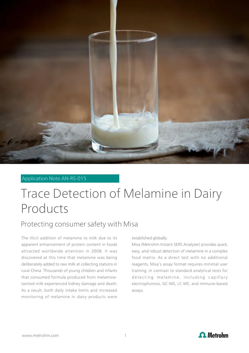 Trace Detection of Melamine in Dairy Products