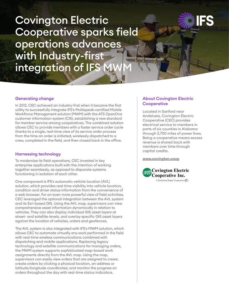 Integration of Mobile Workforce Management at Covington Electric Cooperative