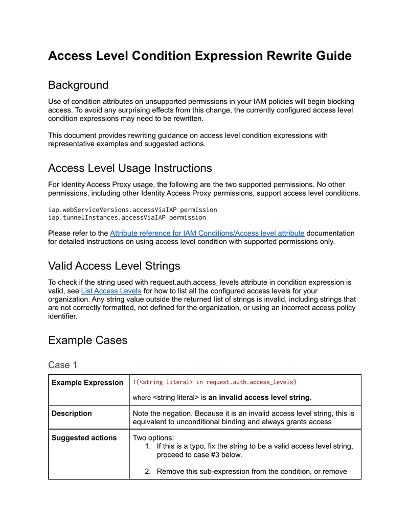 Access Level Condition Expression Rewrite Guide