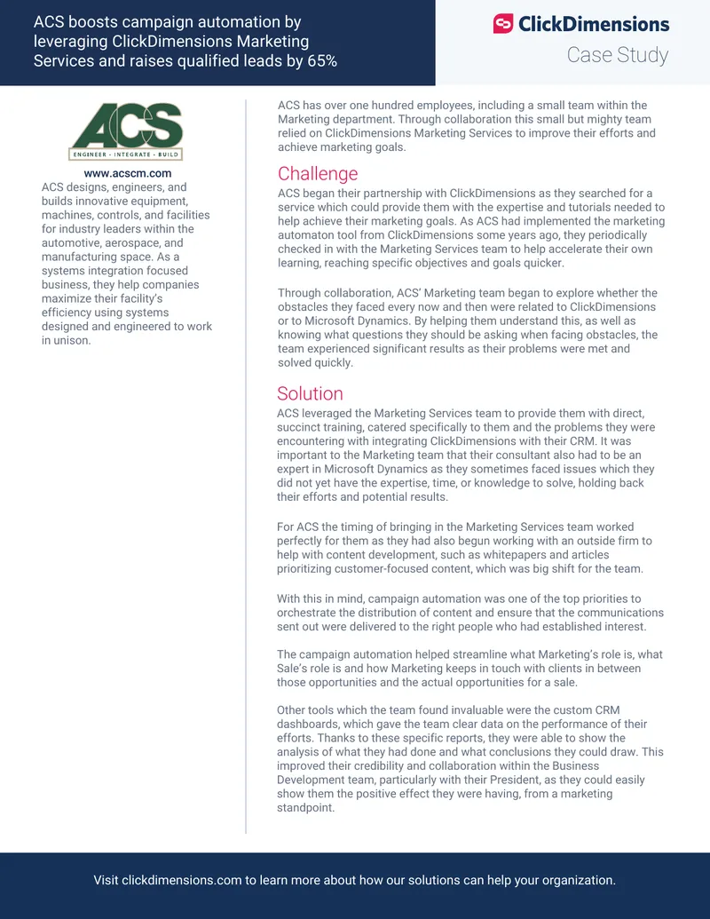 ACS Campaign Automation Enhancement Case Study