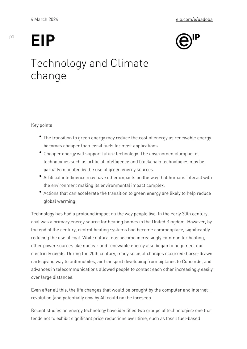 Technology Impact on Energy Transition and Climate Change