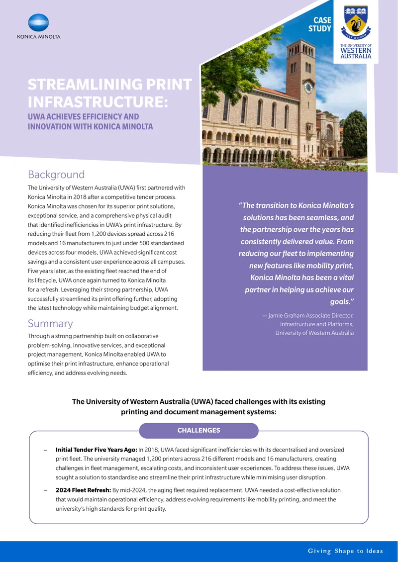 Streamlining Print Infrastructure at UWA