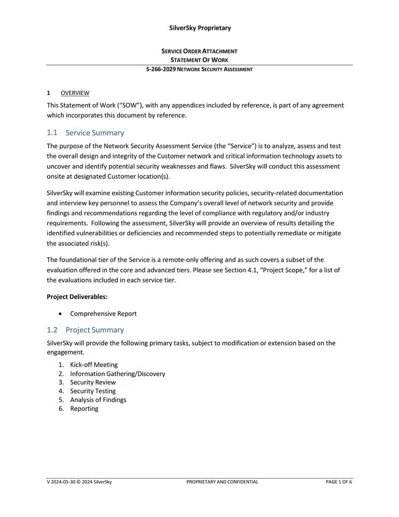 Network Security Assessment Statement of Work