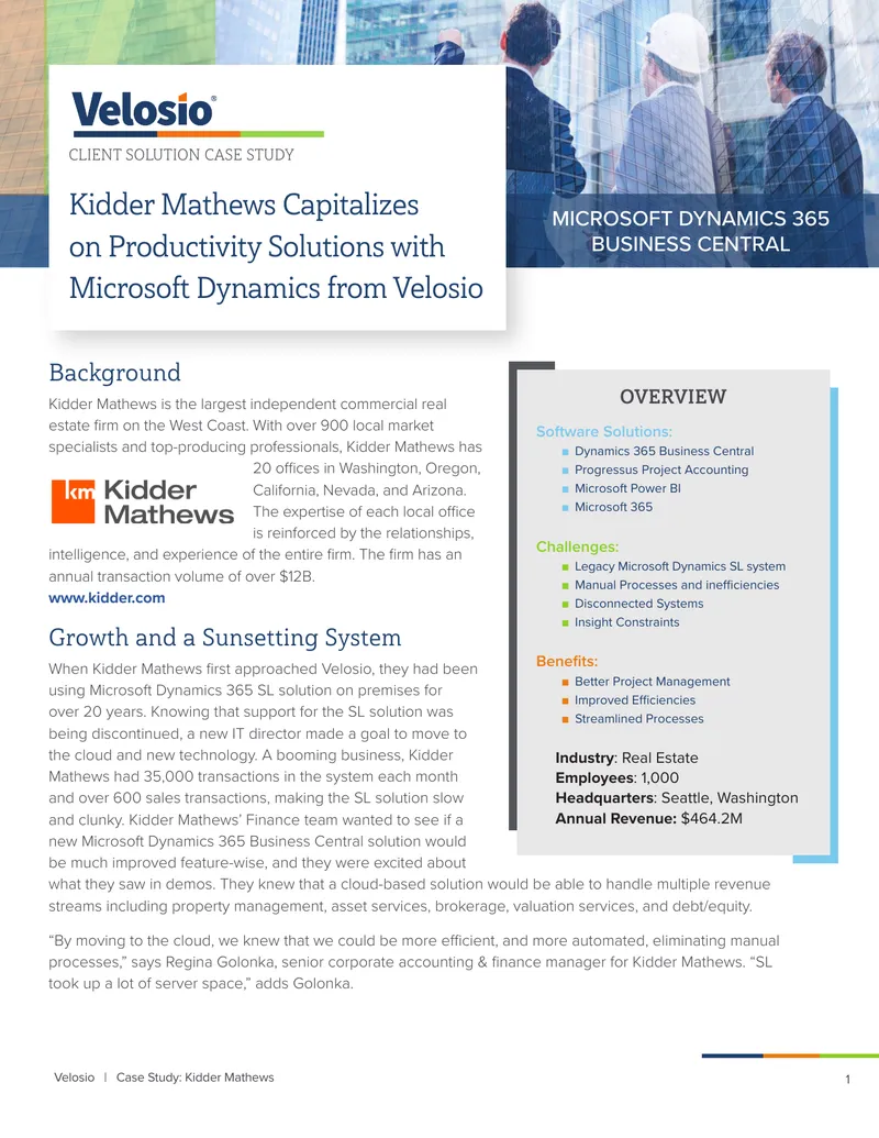 Kidder Mathews Case Study on Microsoft Dynamics 365