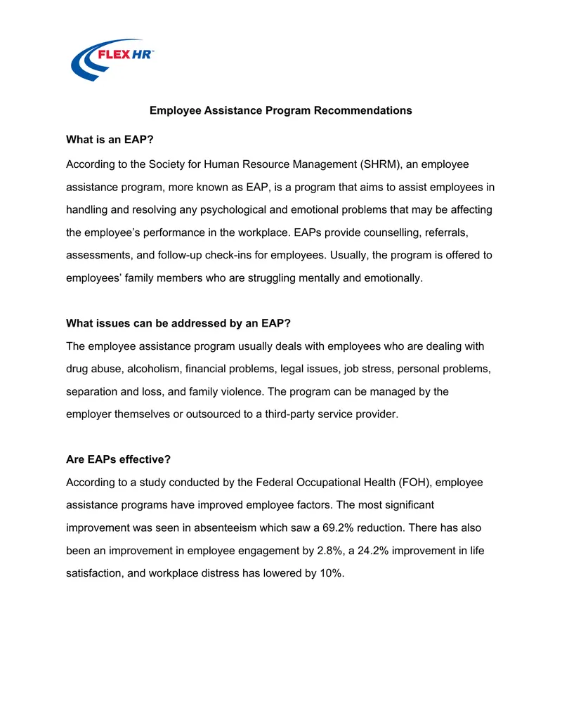 Employee Assistance Program Recommendations
