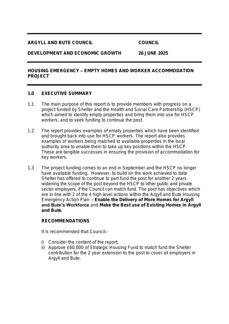 Housing Emergency Project for Worker Accommodation